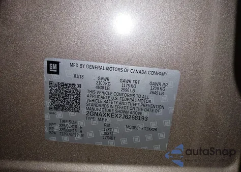 2018 Chevrolet Equinox Lt from USA, damaged, VIN 2GNAXKEX2J6268193